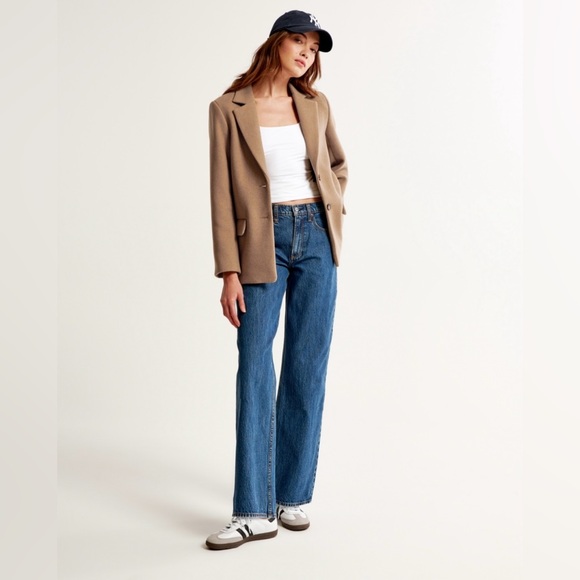 NWT abercrombie wool blend blazer coat in camel XXS P - Picture 10 of 14